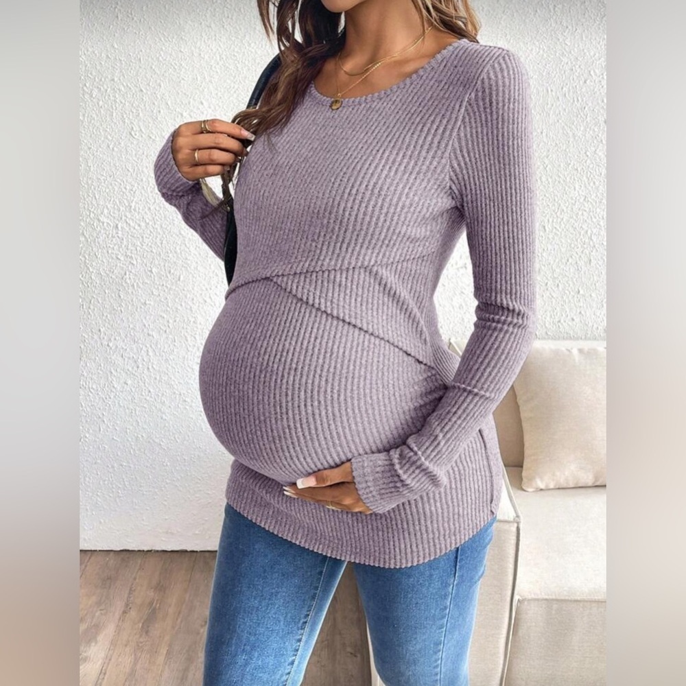 SHEIN Maternity & Nursing Ribbed Sweater | Women’s Small | Lavender
